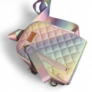 Betsey Johnson Pastel rainbow crossbody bag with adjustable strap